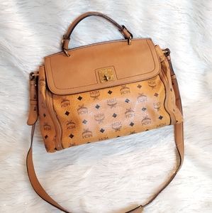 MCM Visetos Cognac Satchel